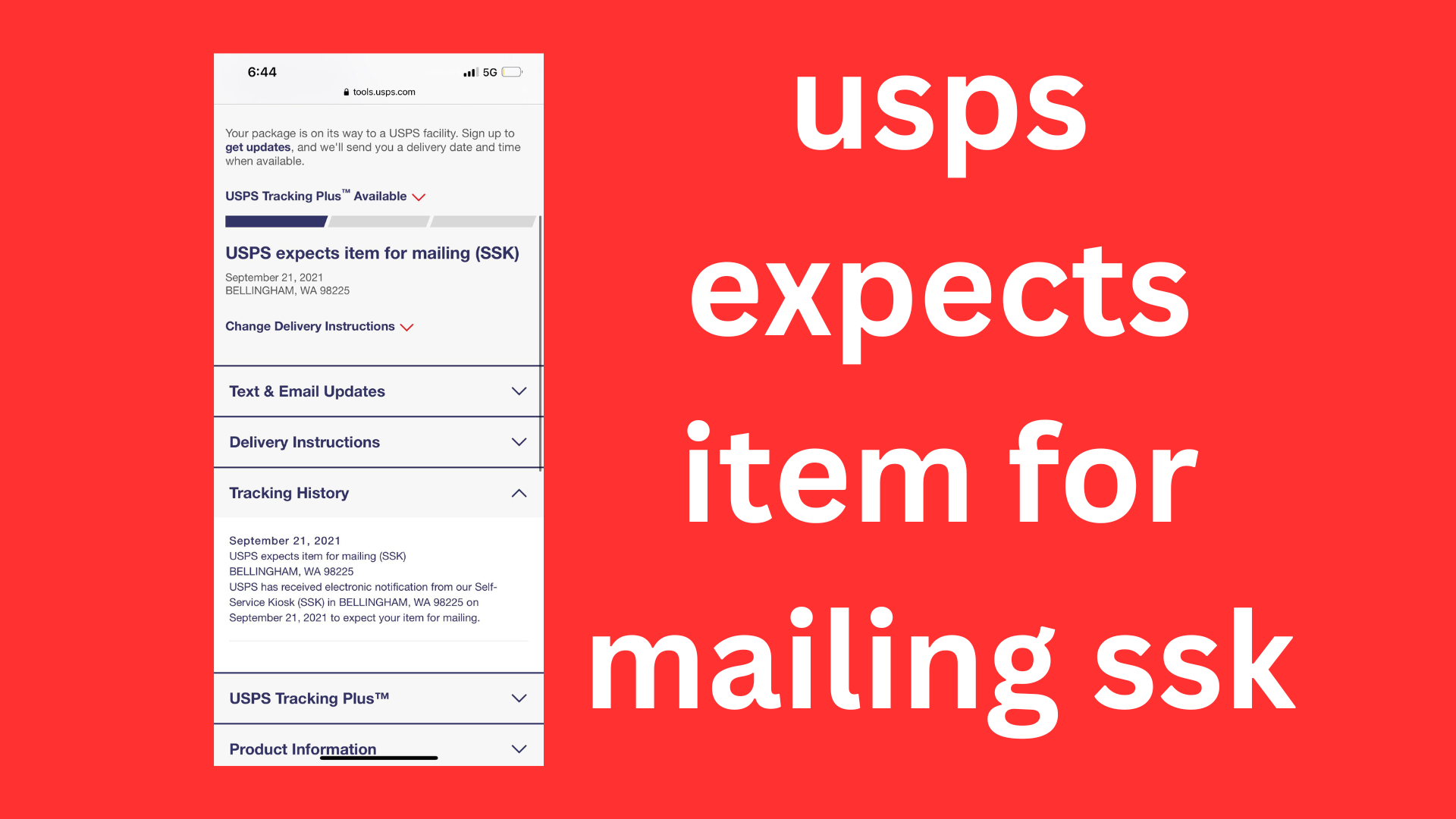 usps expects item for mailing ssk